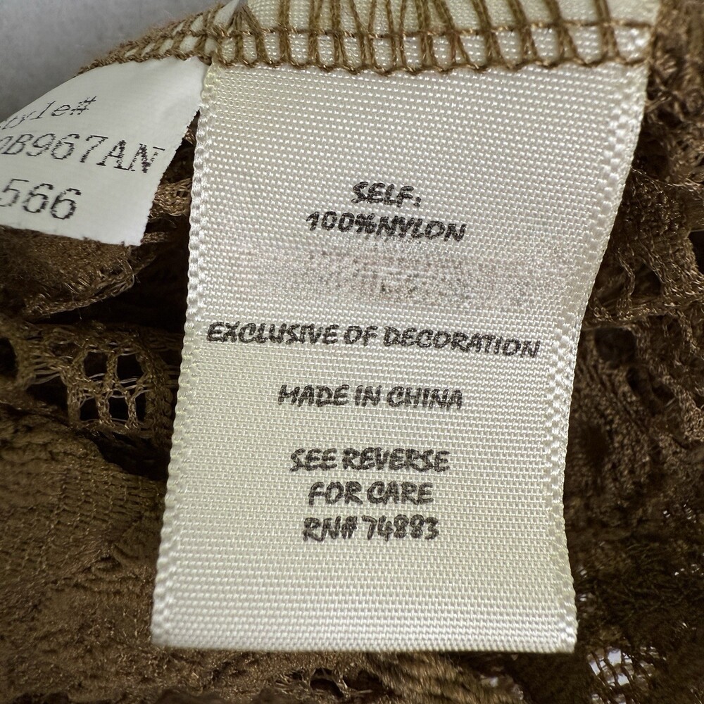 ADIVA Lace Top Sheer Floral Flutter Sleeve High Neck Fairy Festival Brown Size S - Picture 6 of 7